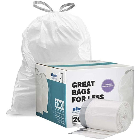 Simplehuman®* Compatible Trash Bags | Lavender & Vanilla Scented - Code J - 10-10.5 Gallon - 200/Case