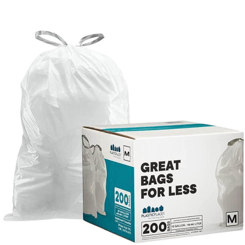 Simplehuman®* Compatible Trash Bags - Code M - 12 Gallon - 200/Case