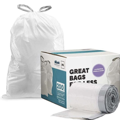 Simplehuman®* Compatible Trash Bags | Lavender & Vanilla Scented Bags - Code N - 12-13 Gallon - 200/Case