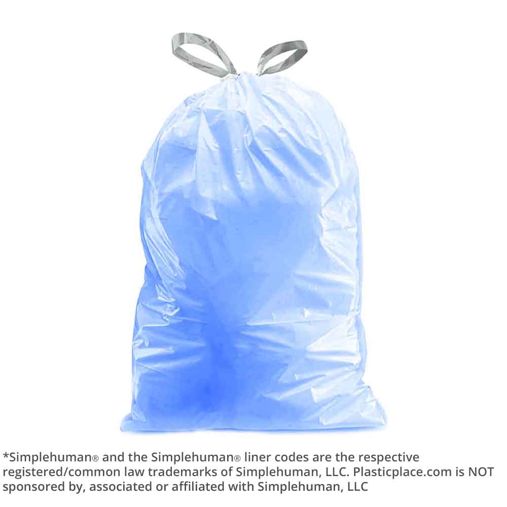 10 Gallon SimplehumanÂ®* Compatible Blue Trash Bags Code K - Plasticplace
